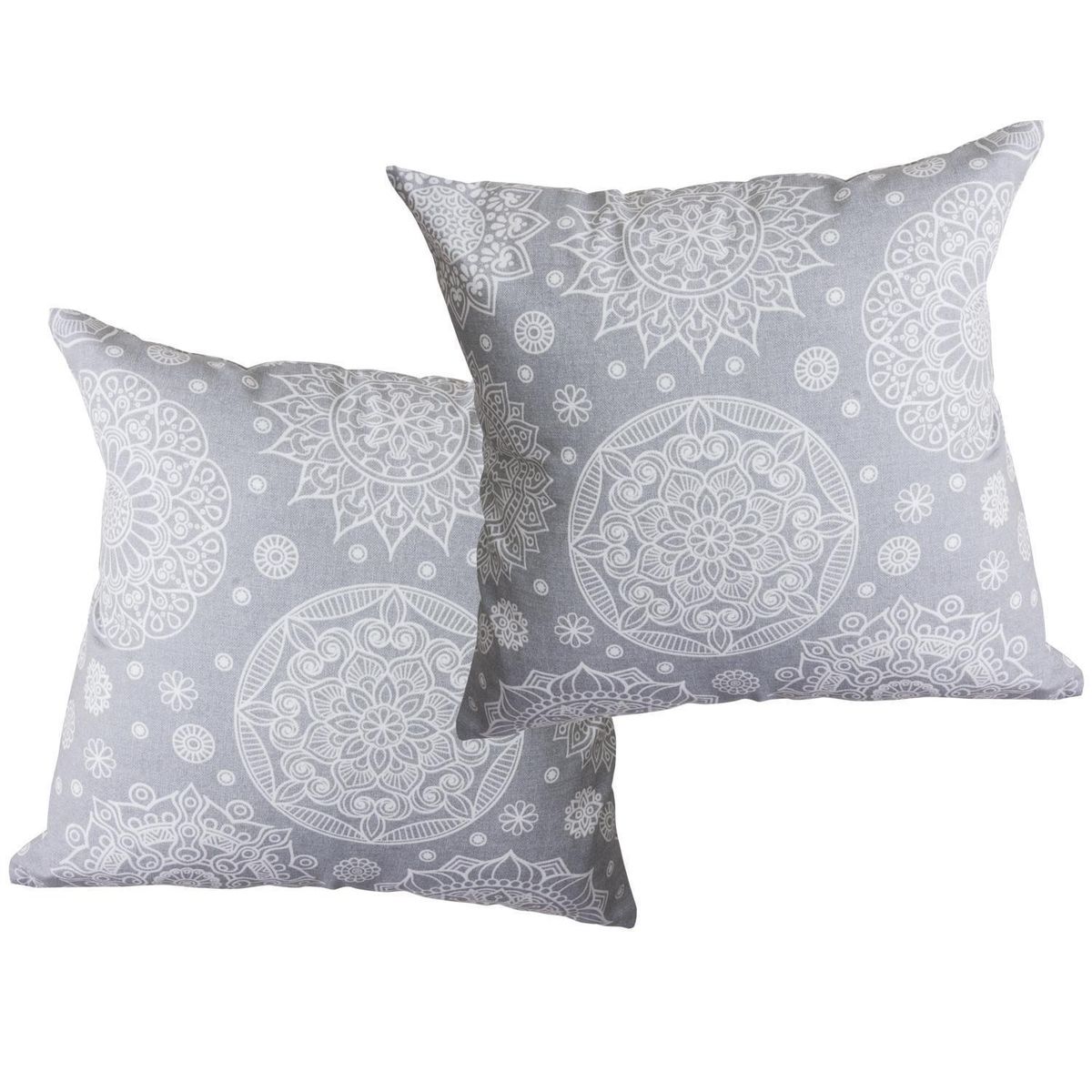 MASEL - Set De 2 Cojínes Lona Estampado Gris 50x50 cm