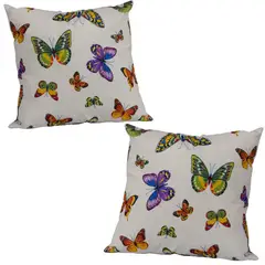 MASEL - Set De 2 Cojínes Lona Estampado Morado 50x50 cm