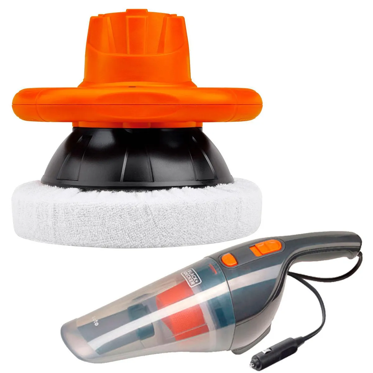 BLACK+DECKER - Pulidora eléctrica 120W + aspiradora para auto 12V