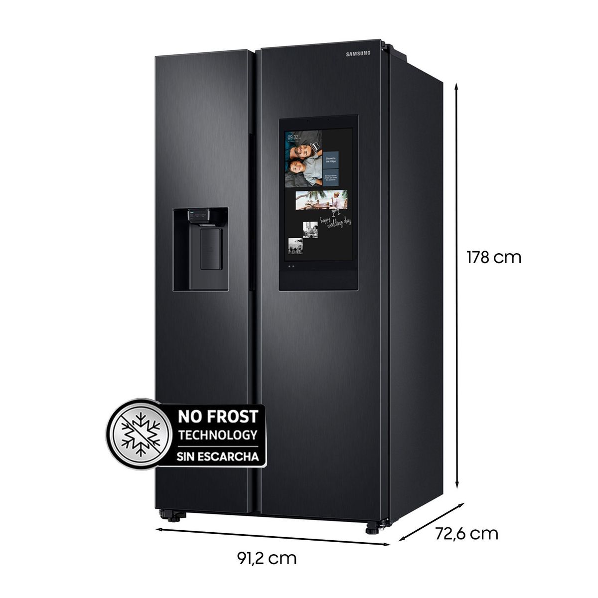 SAMSUNG - Refrigerador 2 Puertas Side by Side No Frost 585 Litros Negro RS58T5561B1/ZS