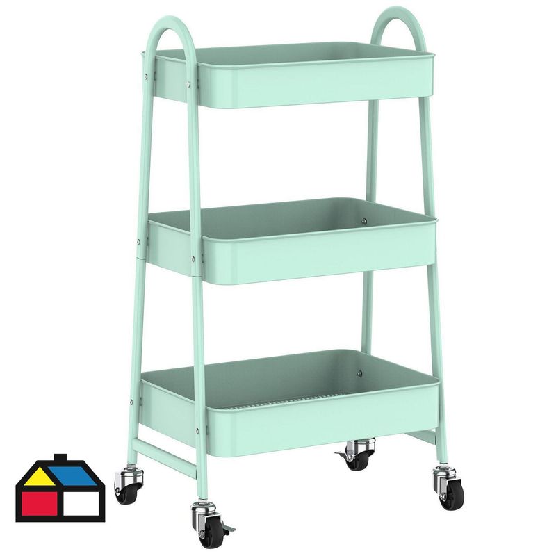 JUST HOME COLLECTION - Carro con ruedas 30,6x44,5x79,4 cm acero menta