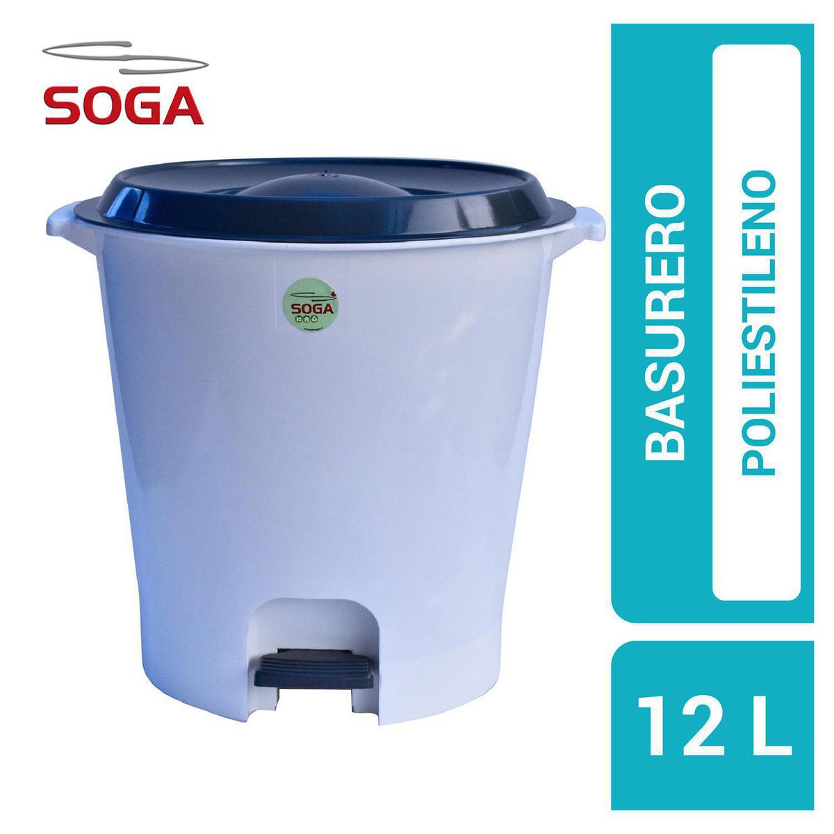 SOGA - Papelero de Baño 12 Litros Plástico Gris grafito