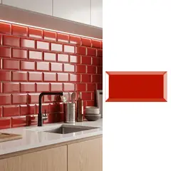 SUPER CERAMICA - Cerámica Muro 10x20 cm Metro Rojo 1 m2