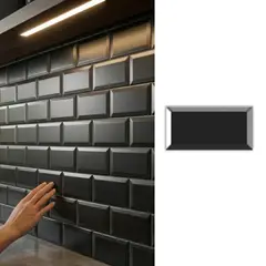 SUPER CERAMICA - Cerámica Muro 10x20 cm Metro Negro 1 m2
