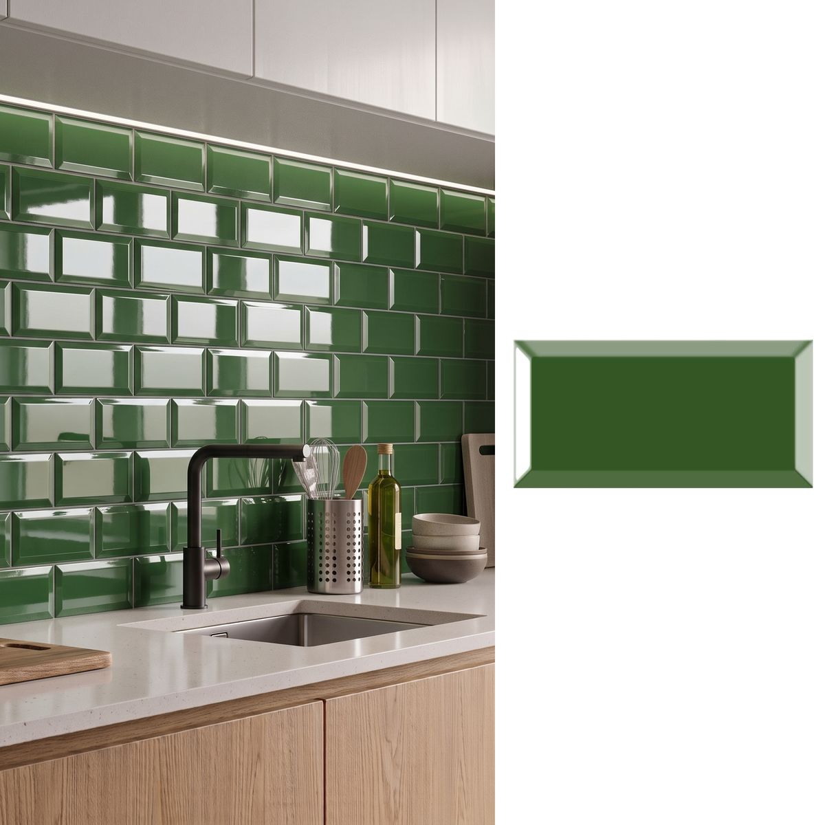 Cerámica Muro 10x20 cm Metro Verde 1 m2, marca SUPER CERAMICA - Foto Principal