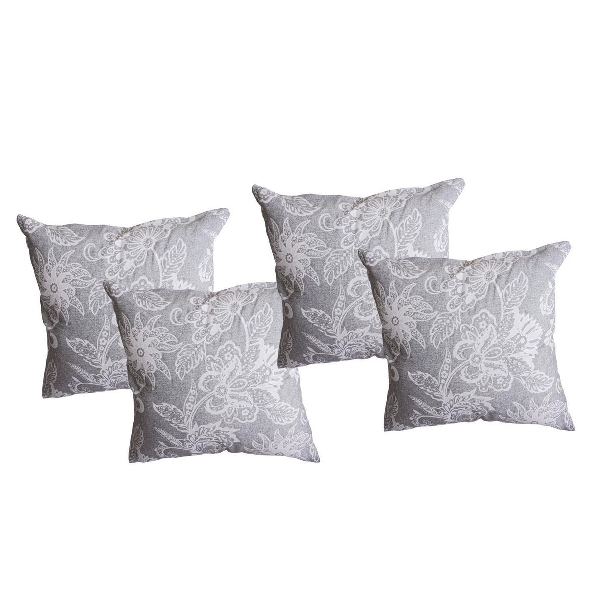 MASEL - Set De 4 Cojínes Lona Estampado Gris 50x50 cm