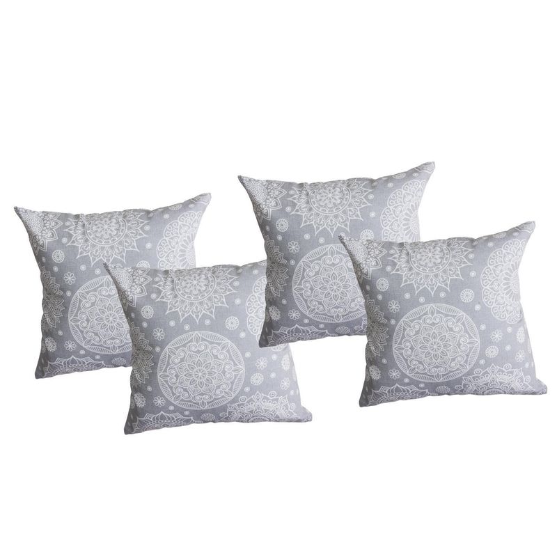 MASEL - Set De 4 Cojínes Lona Estampado 50x50 cm Gris