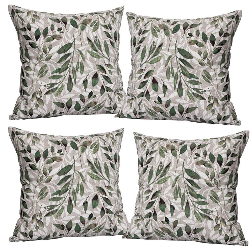MASEL - Set De 4 Cojínes Lona Estampado beige 50x50 cm