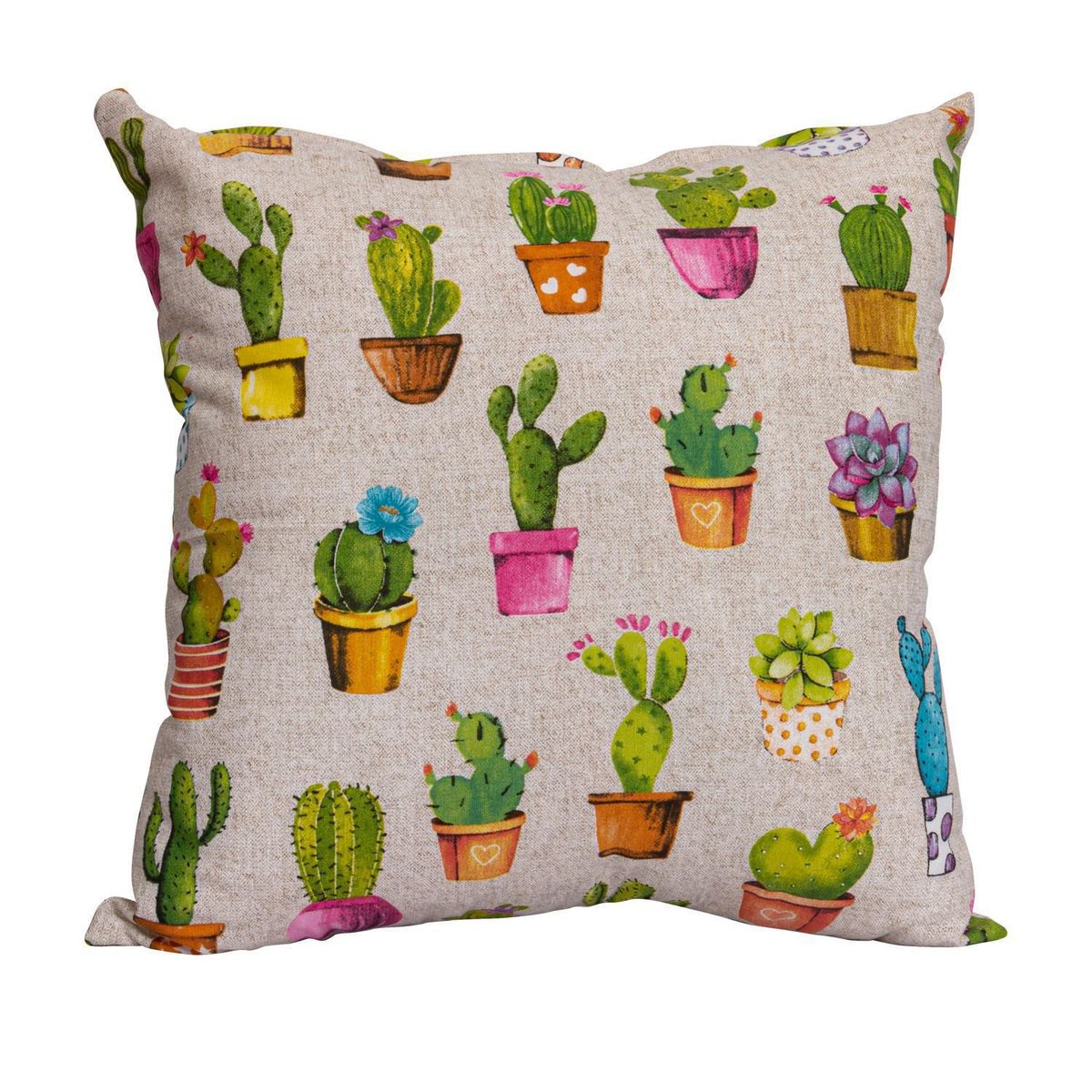 MASEL - Set De 4 Cojínes Lona Estampado Multicolor 50x50 cm