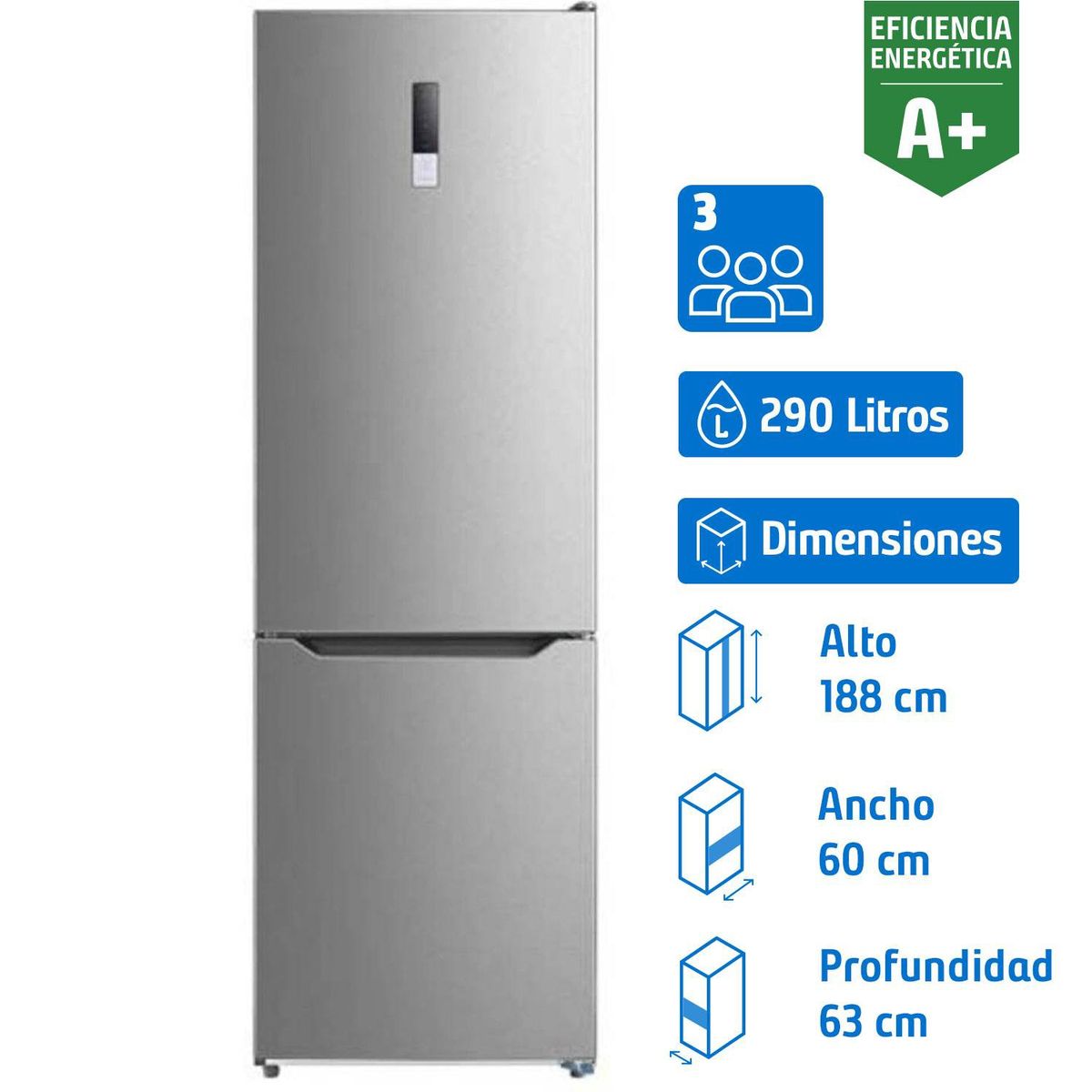 MABE - Refrigerador Bottom Freezer No Frost 290 Litros Silver RMB302PXLRS0