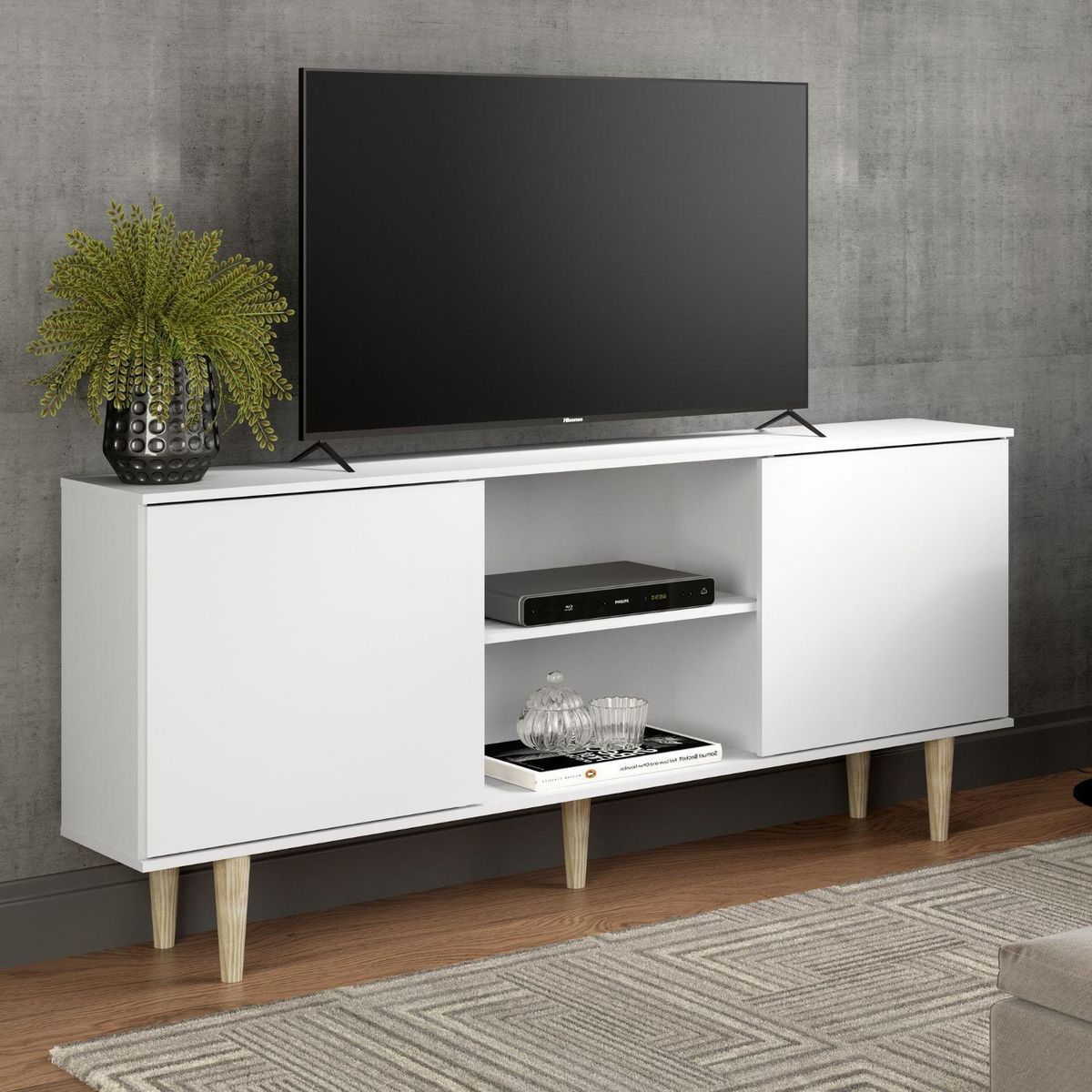 HOGA - Rack TV 70" Siena 79x180x30 cm Blanco Tx
