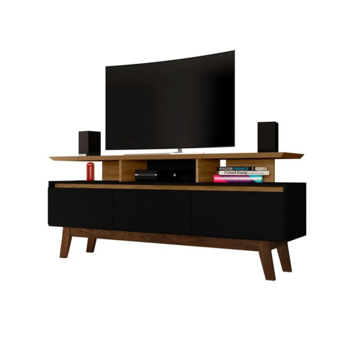 HOGA - Rack TV 60" Rubí 66x160x38 cm Canela Negro