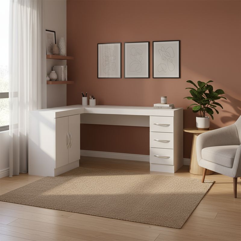 HOGA - Escritorio Tek 156x76x47 cm Blanco