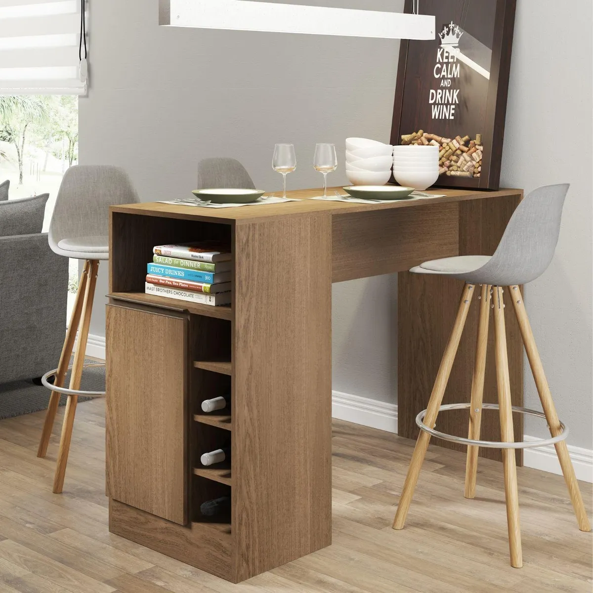 HOGA - Mesa Comedor Diario 79x136x30 cm Paulina Avellana