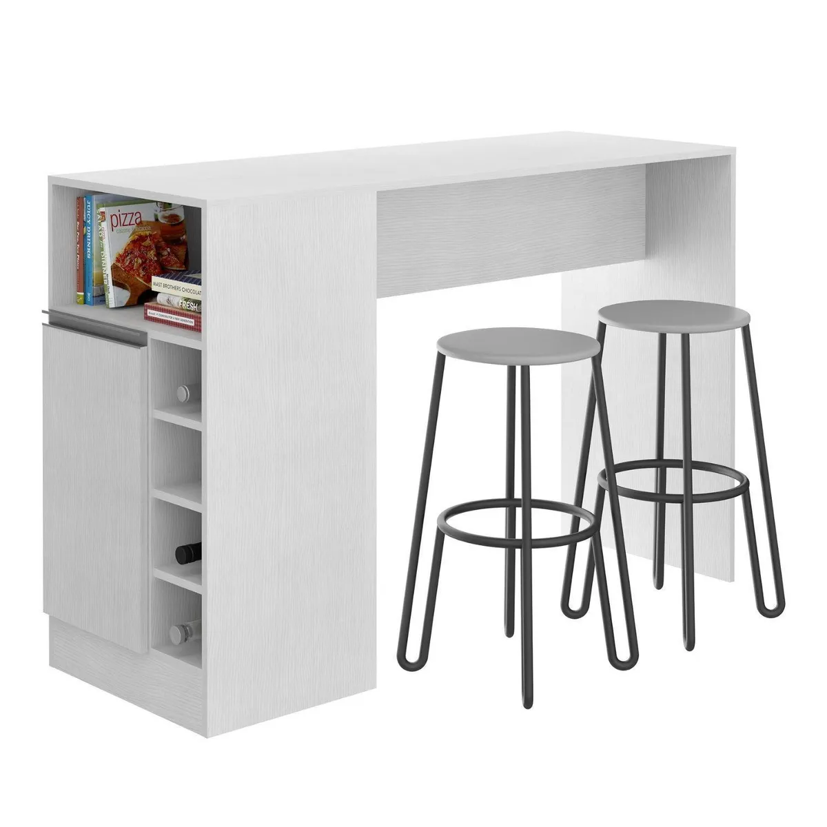 HOGA - Mesa Comedor Diario 93x140x50 cm Paulina Blanco Tx.