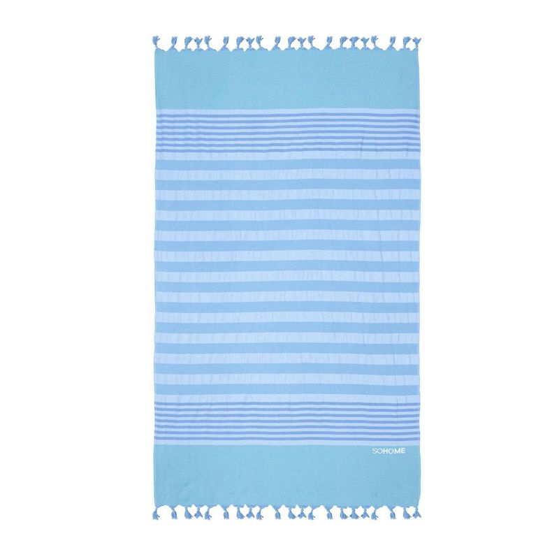 SO HOME - Pareo Verano 2021 400 gr Algodón 90x180 cm Rayas Azul