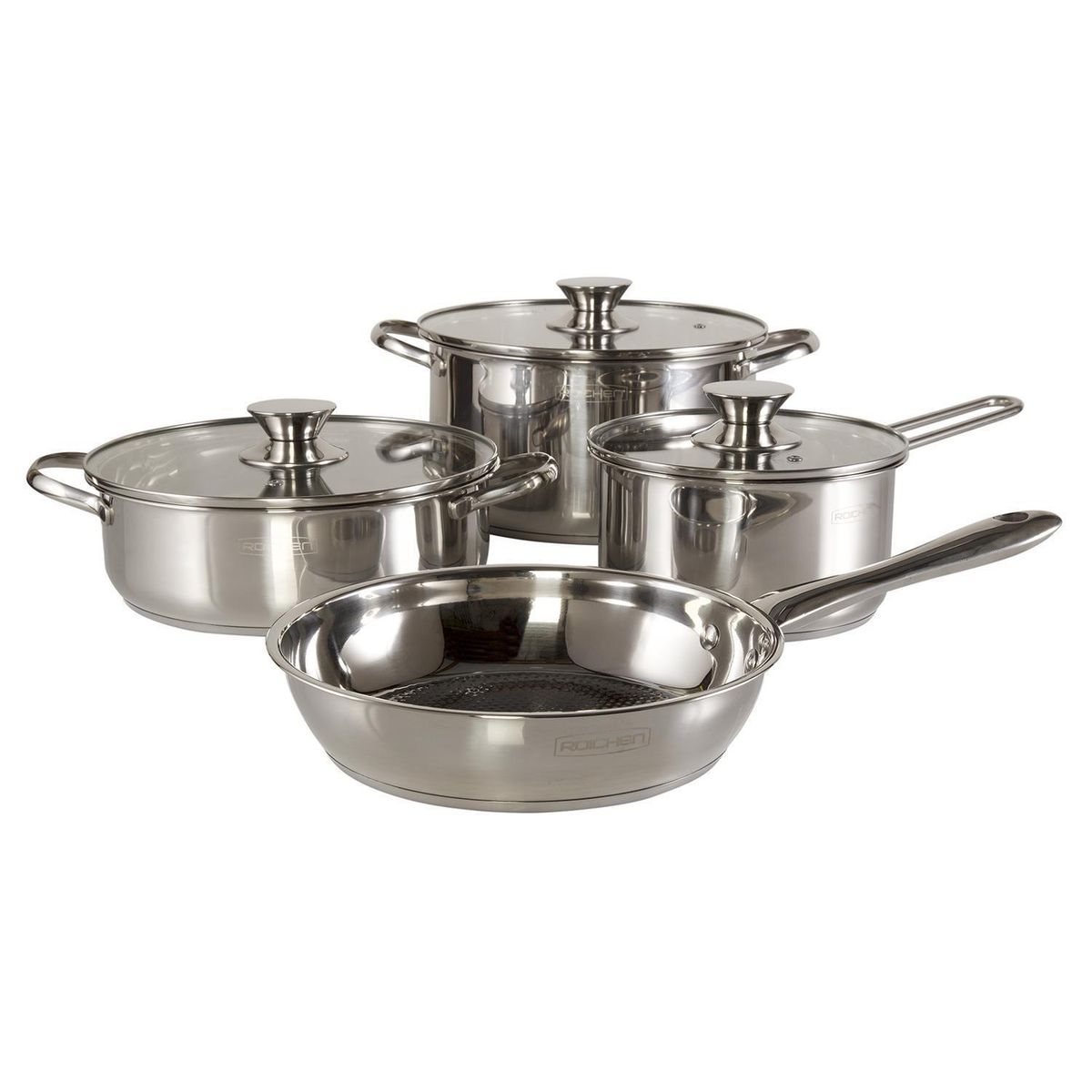 ROICHEN - Batería de Cocina 7 Piezas Acero inoxidable Plateado