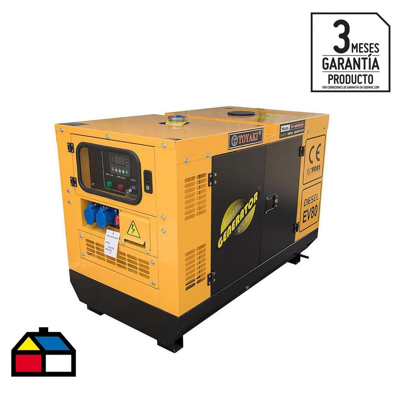 TOYAKI - Generador Eléctrico Insonorizado a  Partida Manual 9000 W 30 l