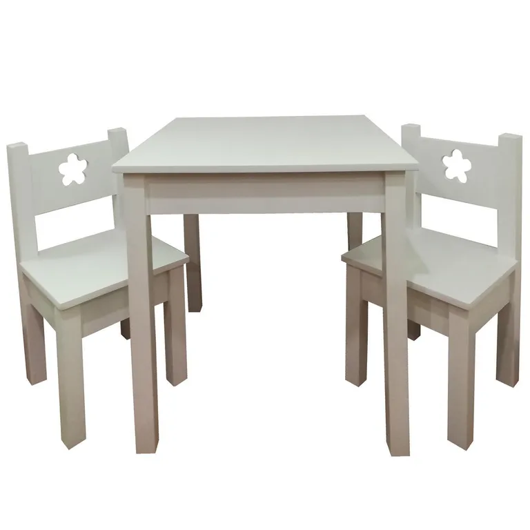 Mesa Infantil con 2 Sillas Blanco 60x60x60 cm