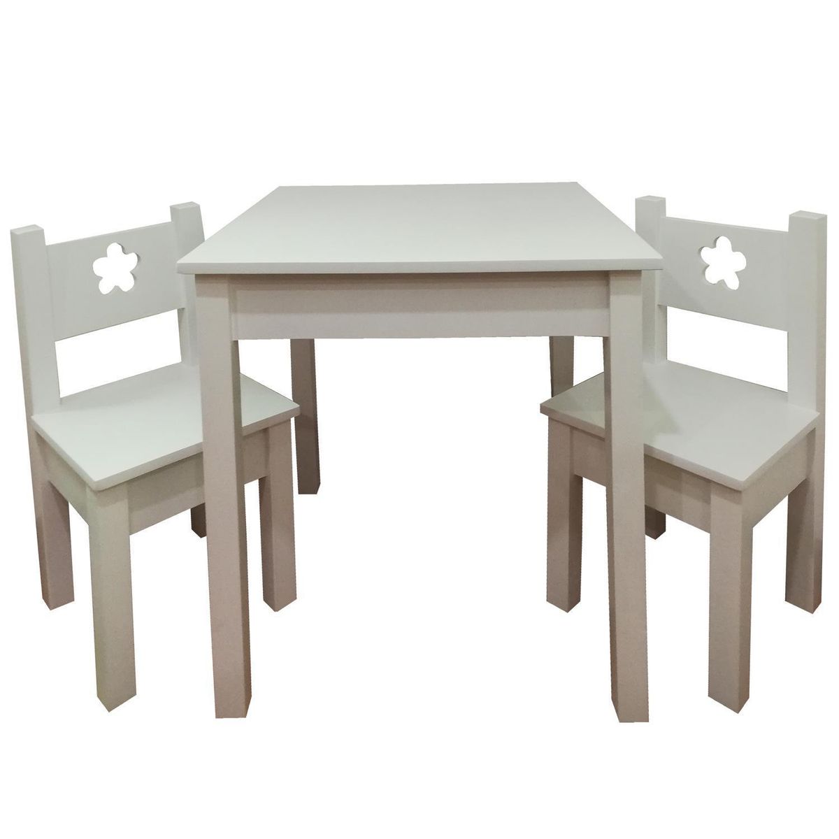 MUEBLES KIDS - Mesa Infantil con 2 Sillas Blanco 60x60x60 cm