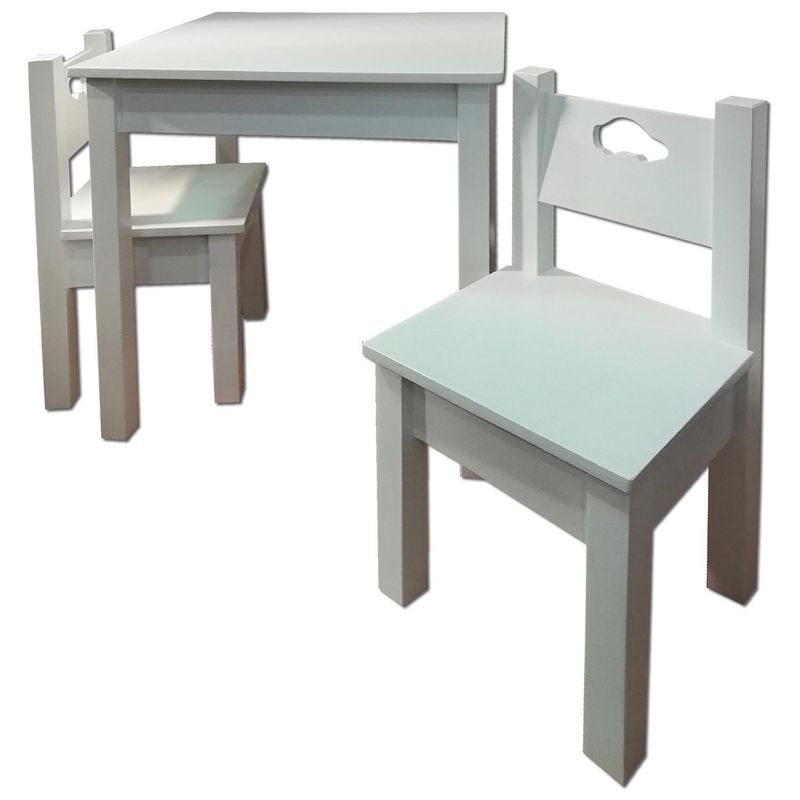 MUEBLES KIDS - Mesa infantil con sillas blanca auto