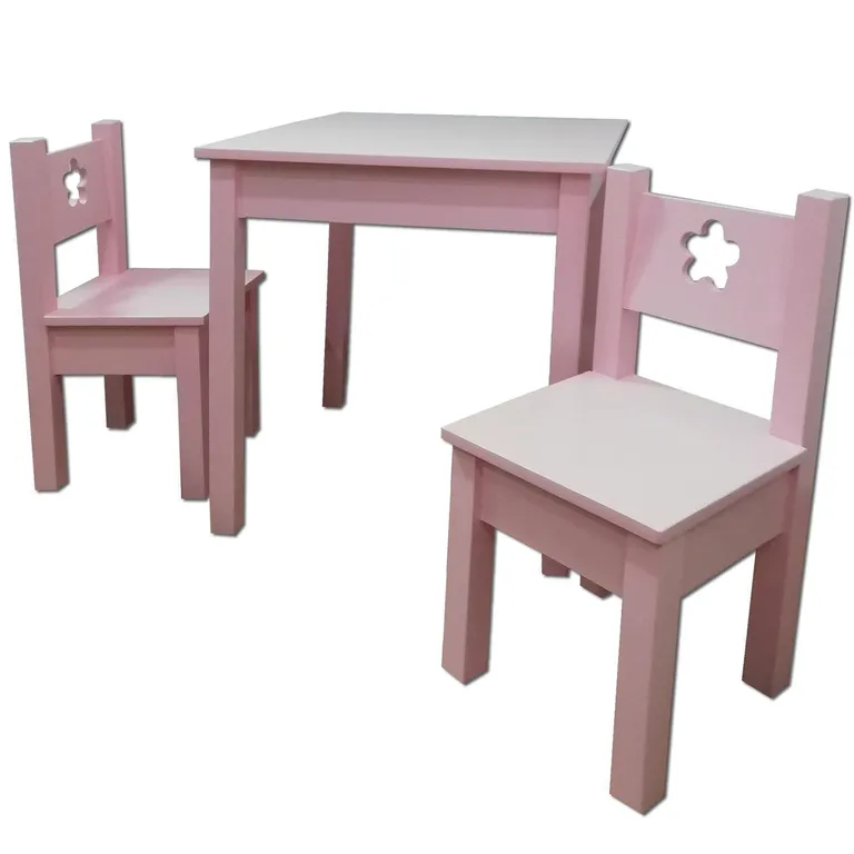 Mesa Infantil 2 Sillas Rosado 60x60x60 cm