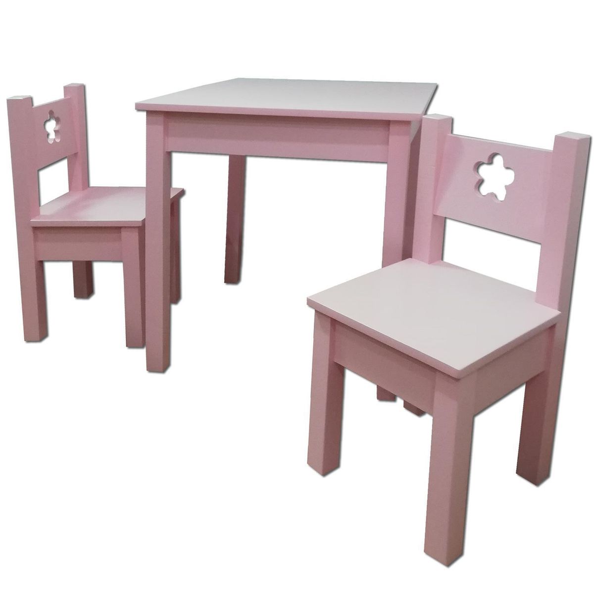 MUEBLES KIDS - Mesa Infantil 2 Sillas Rosado 60x60x60 cm