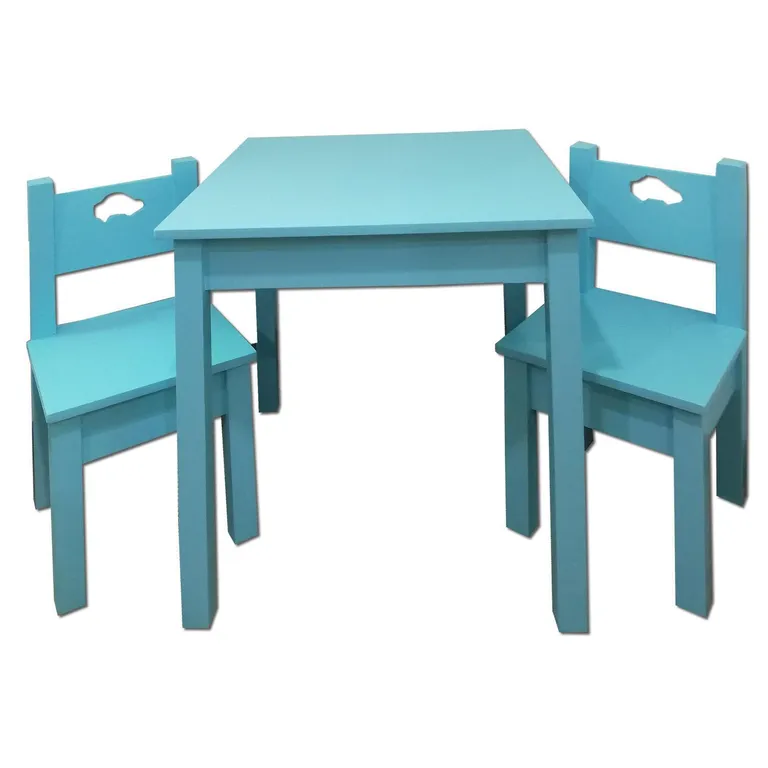 Mesa con 2 Sillas Infantil Celeste 60x60x60 cm