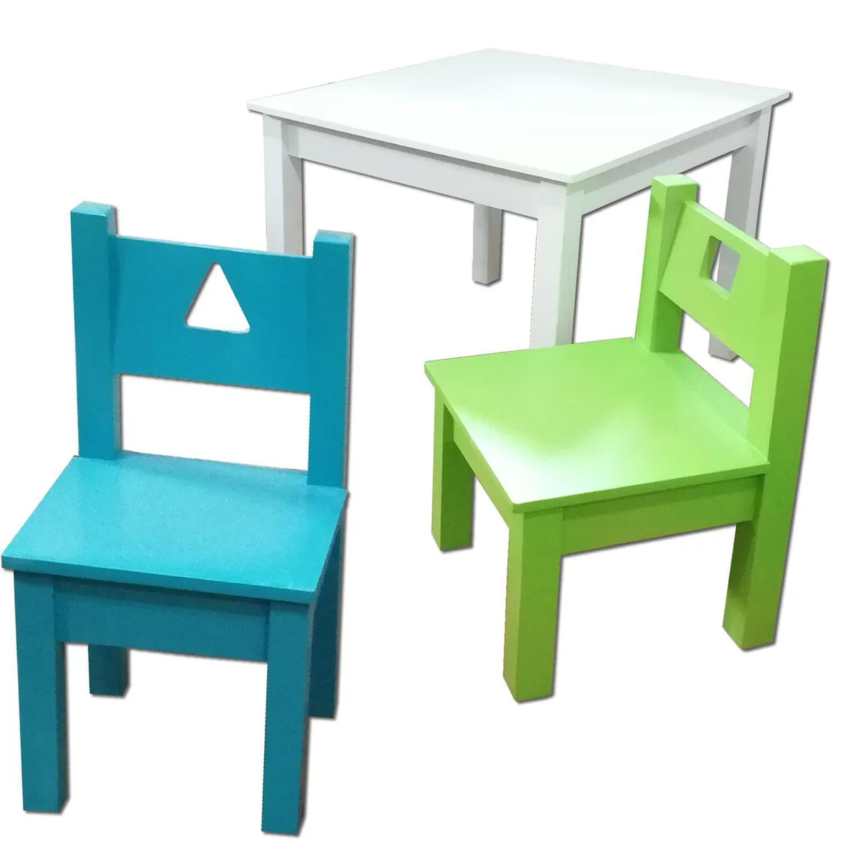 MUEBLES KIDS - Mesa Infantil con 2 Sillas Geometric Verde/Azul 60x60x60 cm