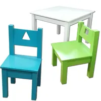 Mesa Infantil con 2 Sillas Geometric Verde/Azul 60x60x60 cm