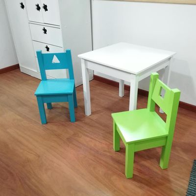 Imagen 2 del producto Mesa Infantil con 2 Sillas Geometric Verde/Azul 60x60x60 cm
