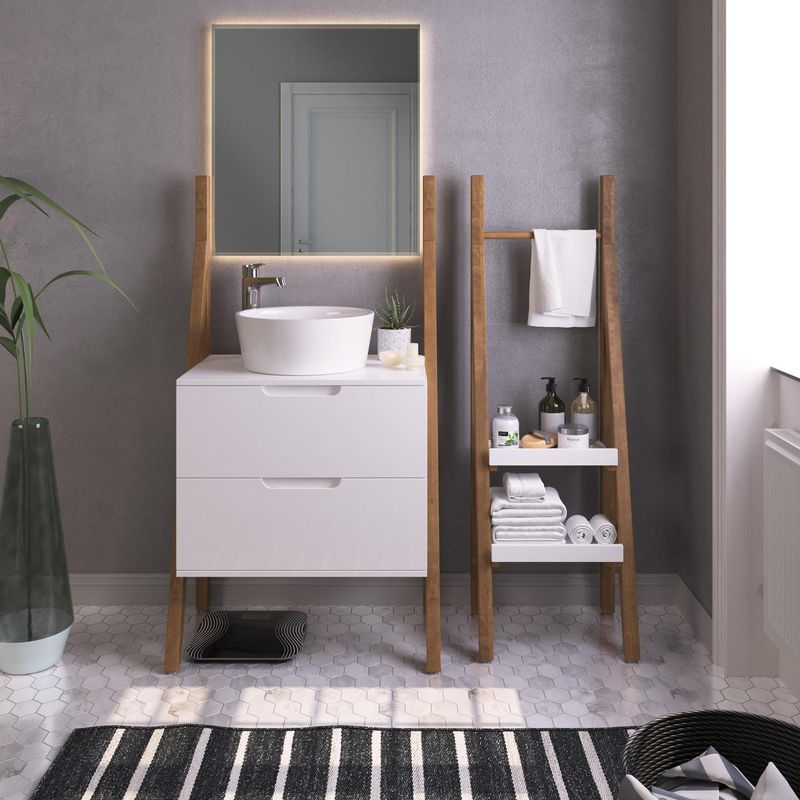 AR DESIGN - Estante Paul Madera 2 Nivel(es) 50x56x45 cm Blanco/Nogal