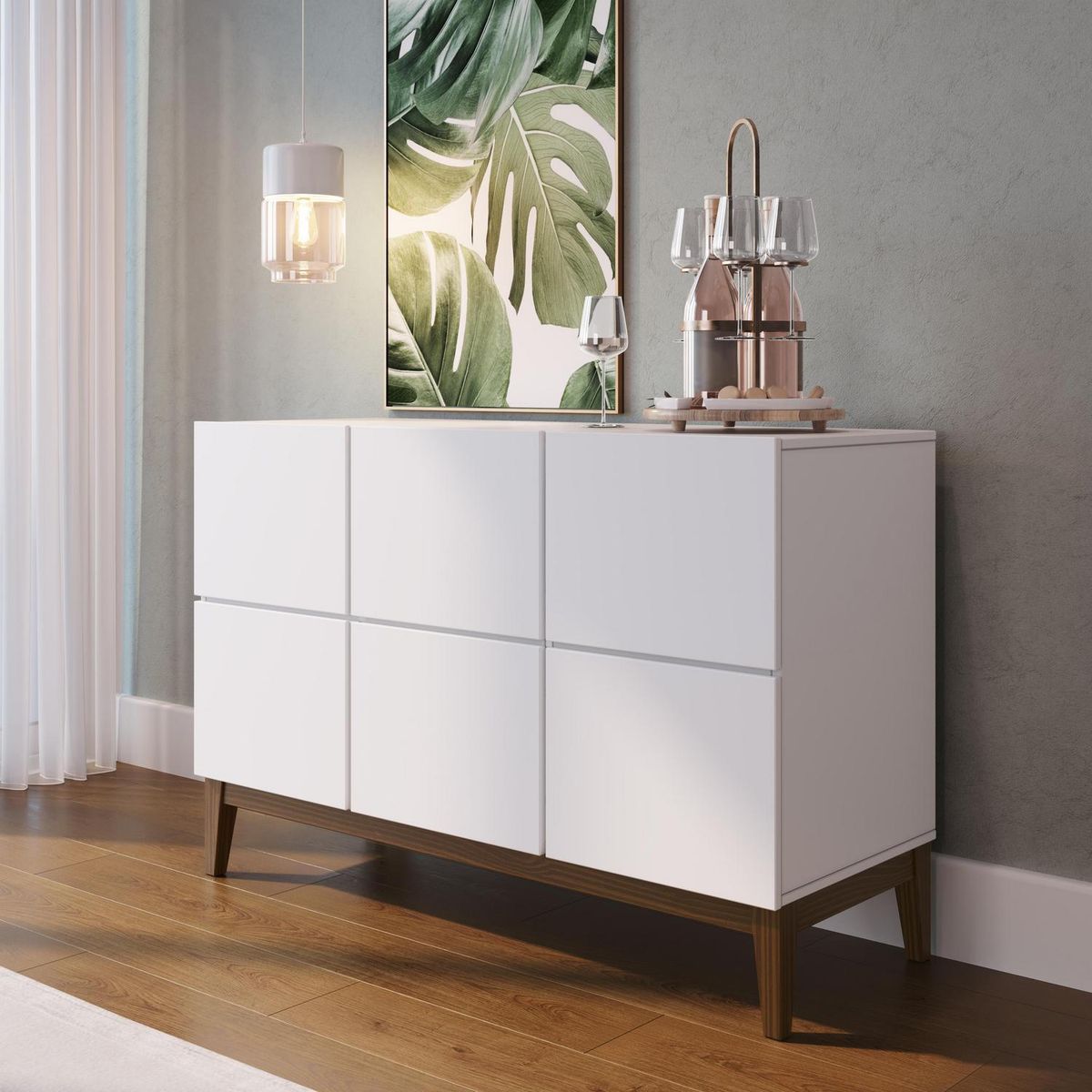 AR DESIGN - Buffet Klein Blanco/Nogal 120xx80 cm