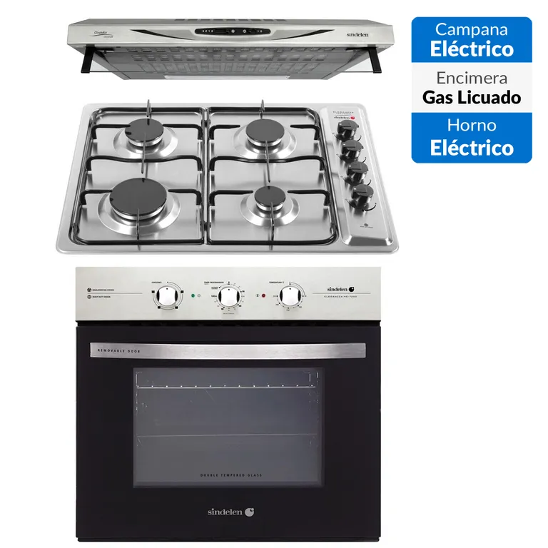 SINDELEN Kit horno empotrable HE7200+Encimera CEG-4600+Campana CA610