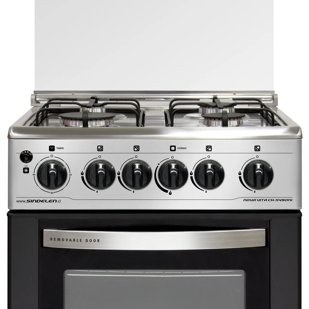 SINDELEN - Cocina a Gas 4 Platos Negro/Inox CH-5490NI