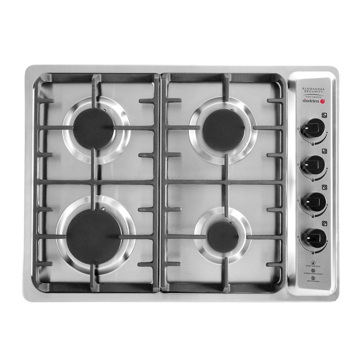 SINDELEN - Encimera Gas Licuado 4 Platos Inox CEG-4650IN