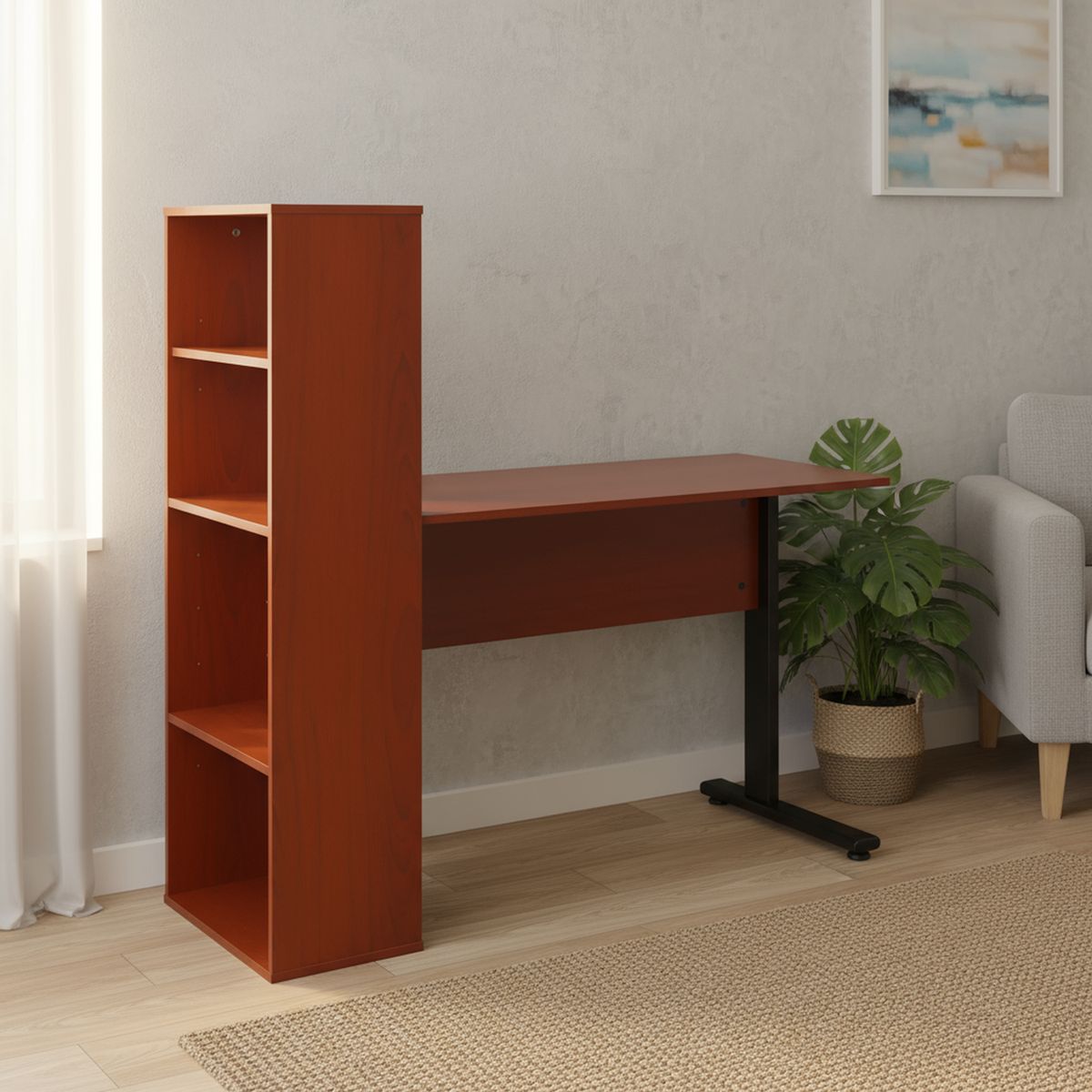 AGM - Escritorio estante 120x53x126 cm melamina cerezo