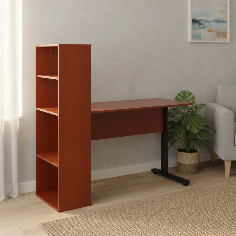 AGM - Escritorio estante 120x53x126 cm melamina cerezo