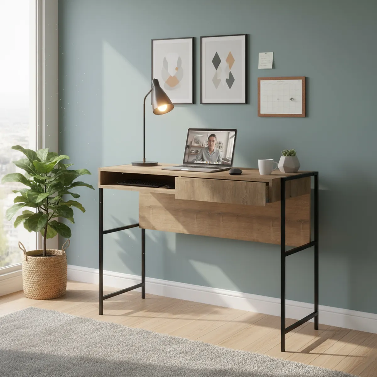 DECOCASA - Escritorio 76x46,5x93 cm MDF café