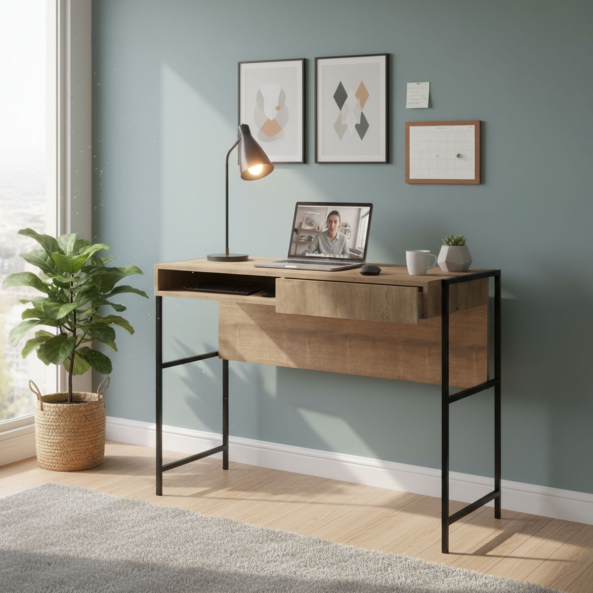 DECOCASA - Escritorio 76x46,5x93 cm MDF café