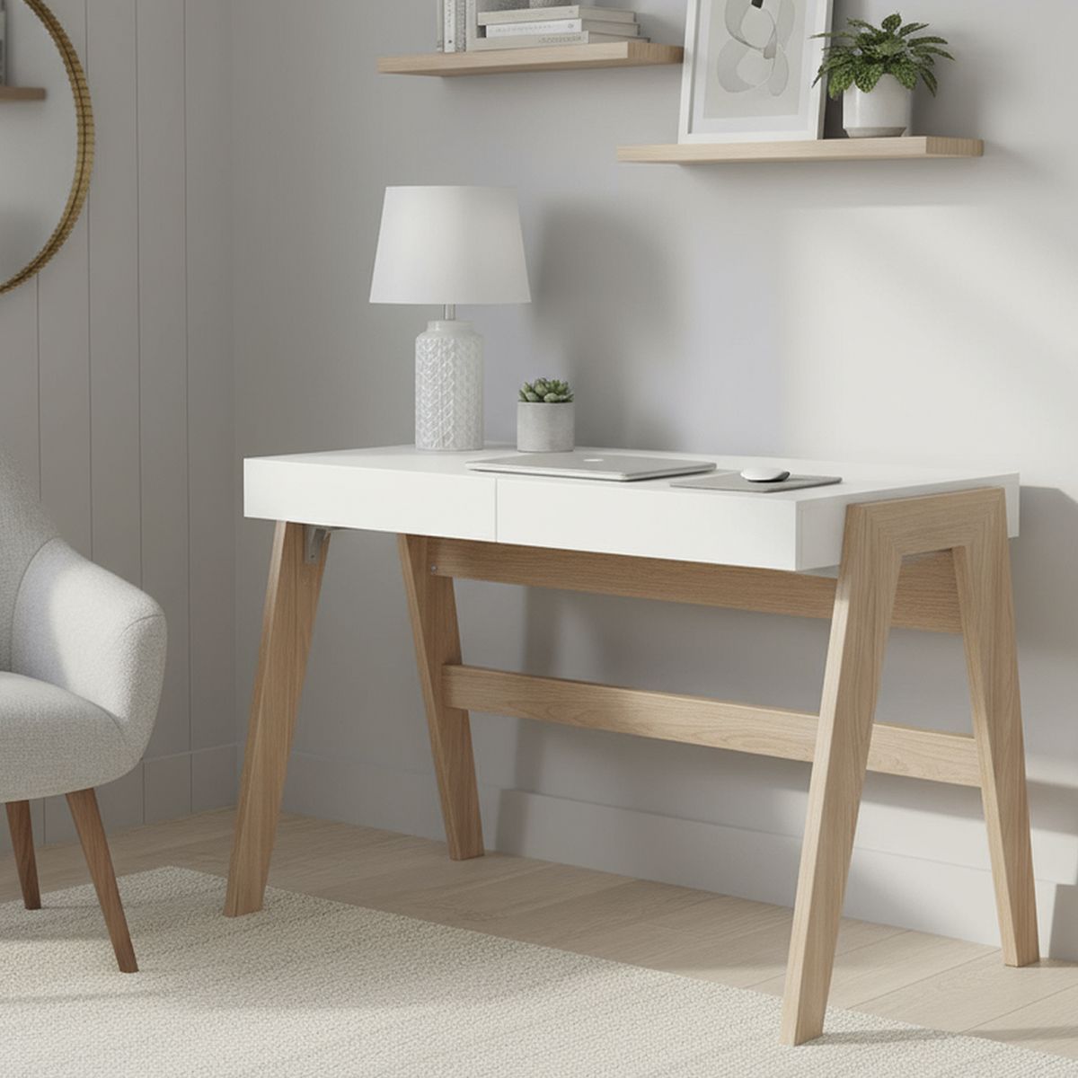 DECOCASA - Escritorio 77,5x63,5x120 cm MDF blanco