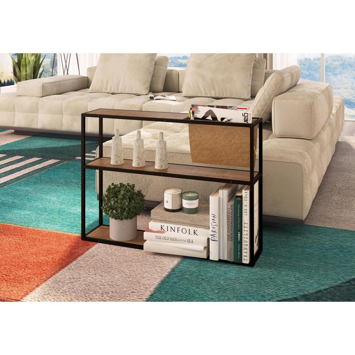 DECOCASA - Mesa lateral 65x20x88,5 cm café