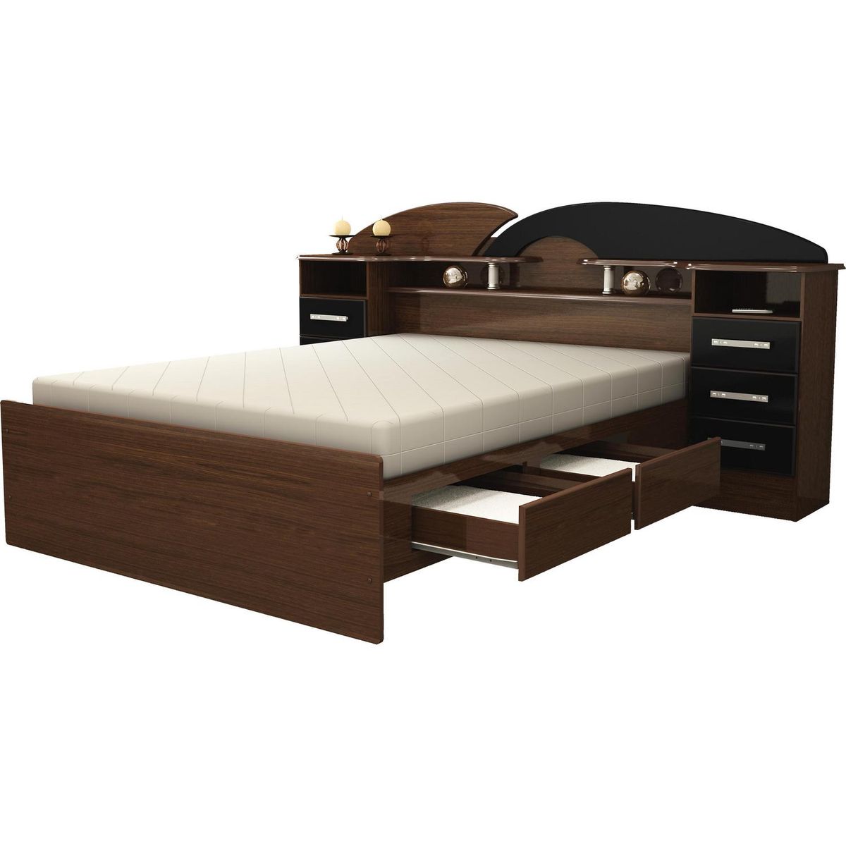 DECOCASA - Cama 2 plazas de Estructura Premium Blanco/Negro