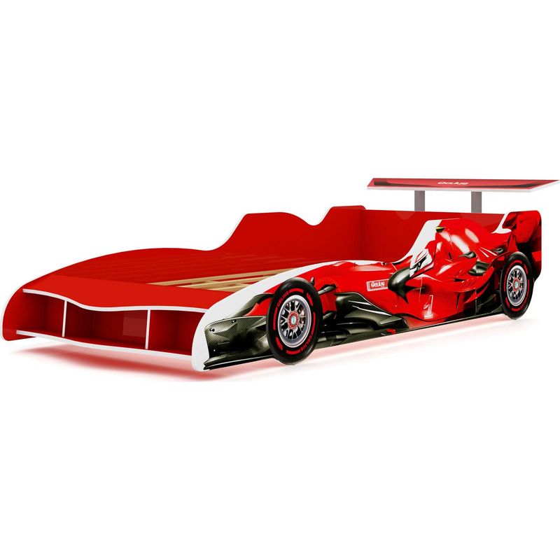 DECOCASA - Cama 1 plaza Carro F1  Rojo