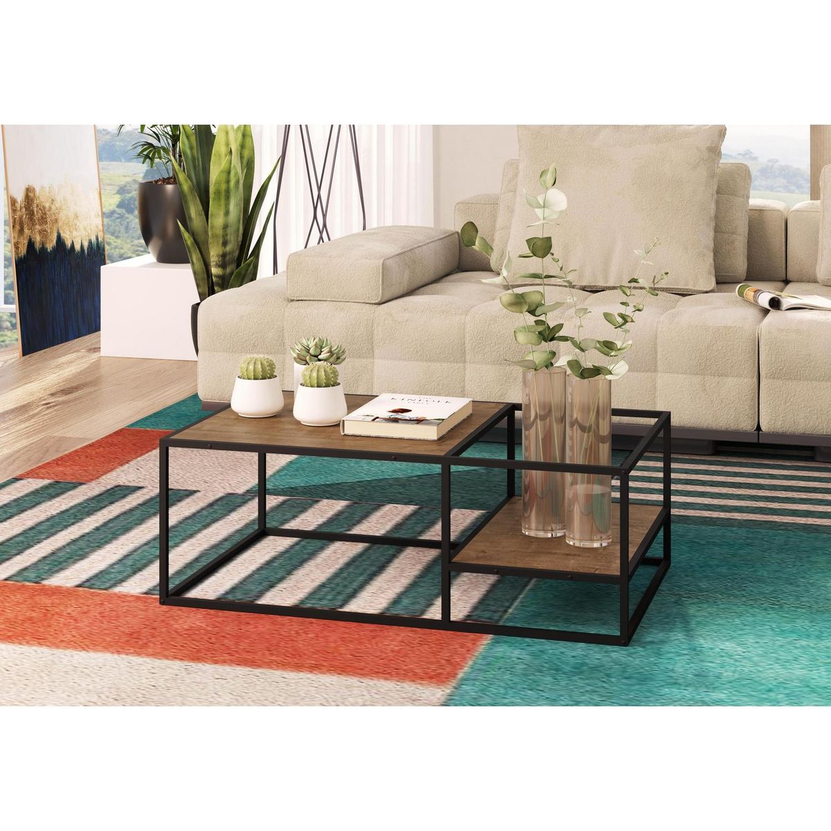 HOMY - Mesa de centro 35x60x100 cm café