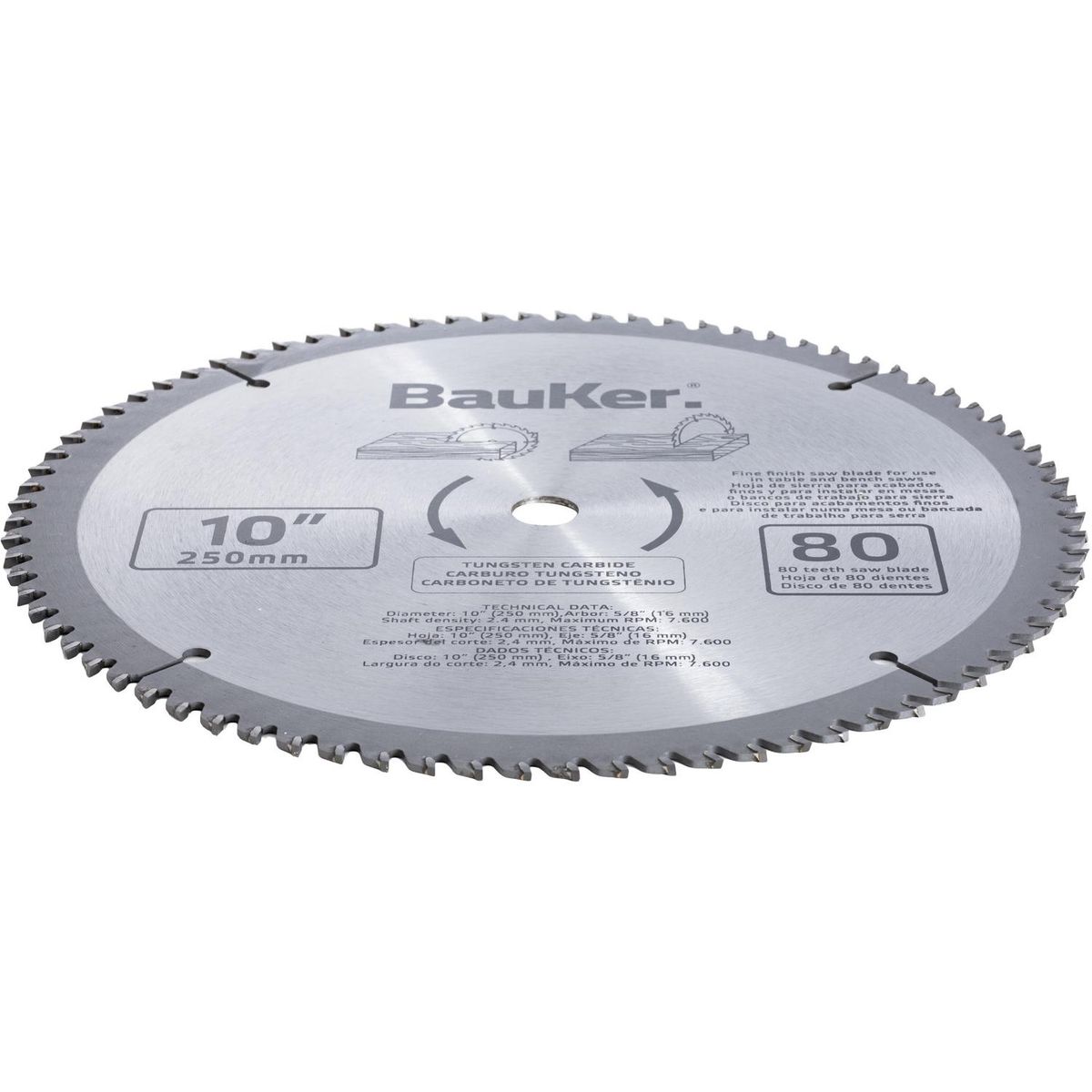 BAUKER - Disco de sierra circular 10" 80 dientes