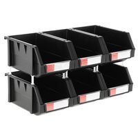 Pack 6 Cajas Organizadoras 15x12.4x24 cm 4.5 l Negro