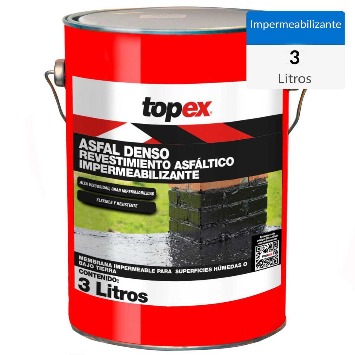 TOPEX - Revestimiento Asfáltico Impermeabilizante 3 Litros Para Hormigón