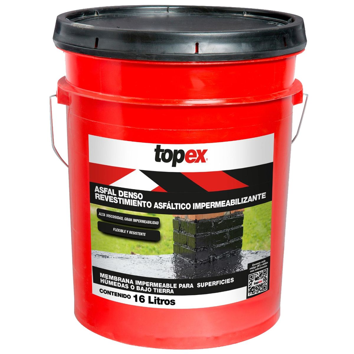 TOPEX - Tineta 16 litros revestimiento asfáltico impermeabilizante