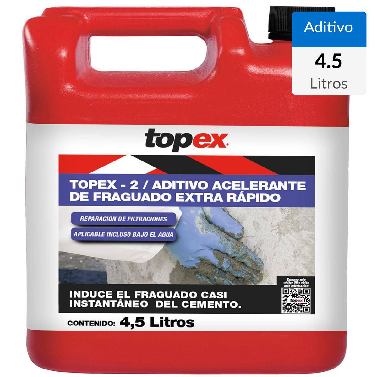 TOPEX - Bidón 4,5 litros acelerante de fraguado extra rápido